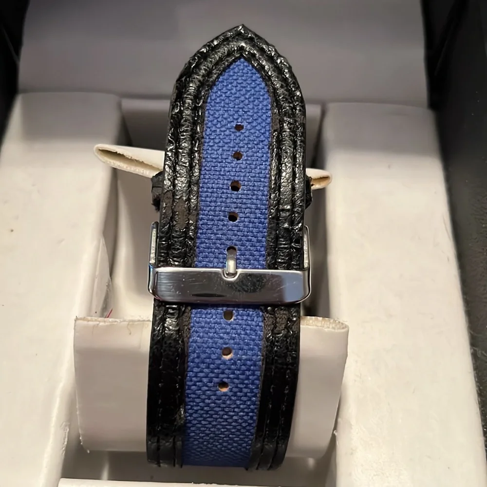 Large Face Black & Blue Structure Watch, New in Box - some defects, see photos
